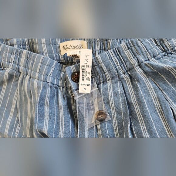 Madewell Linen-Blend  Trousers in Stripe XS NEW! - Picture 2 of 5